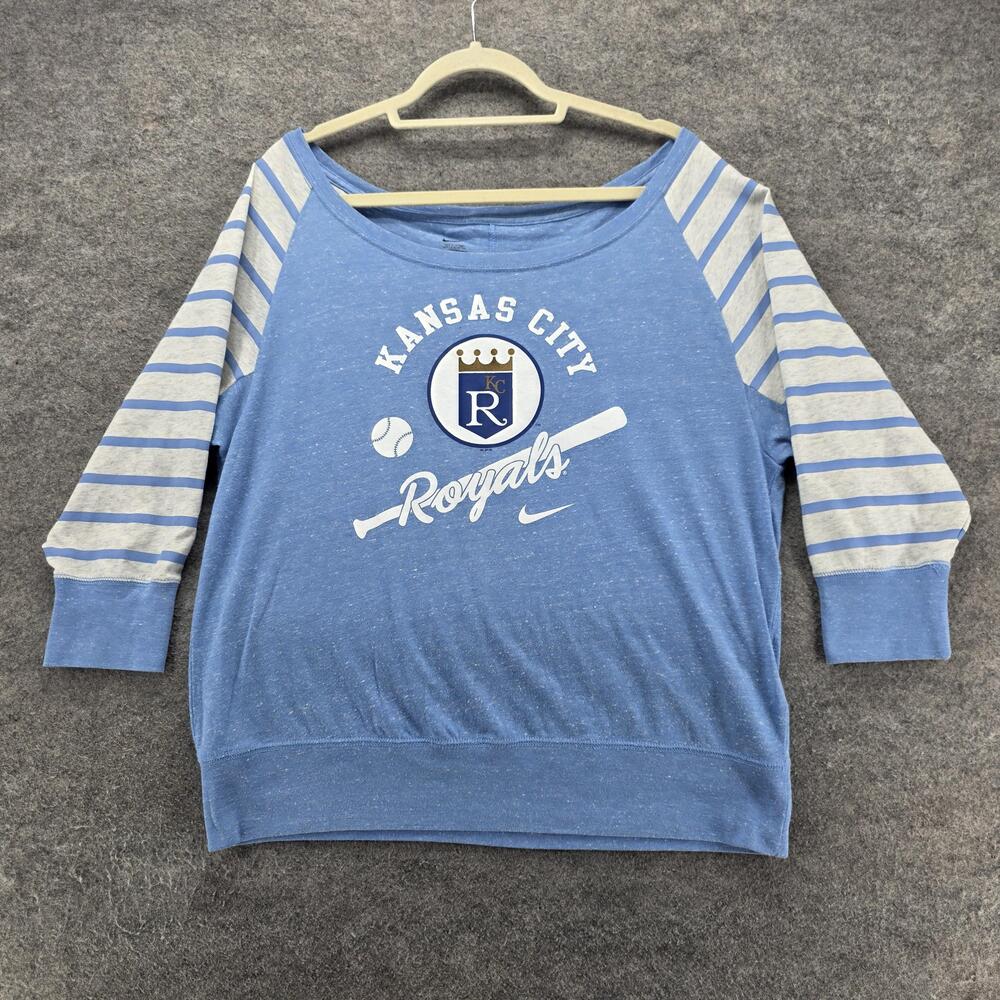 Kansas City Royals Sweatshirt Womens Large Blue MLB Baseball Nike Cooperstown